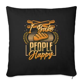 Je fais cuire des gens heureux amateurs de pâtisserie - Coussin et housse de 45 x 45 cm - noir - Devant