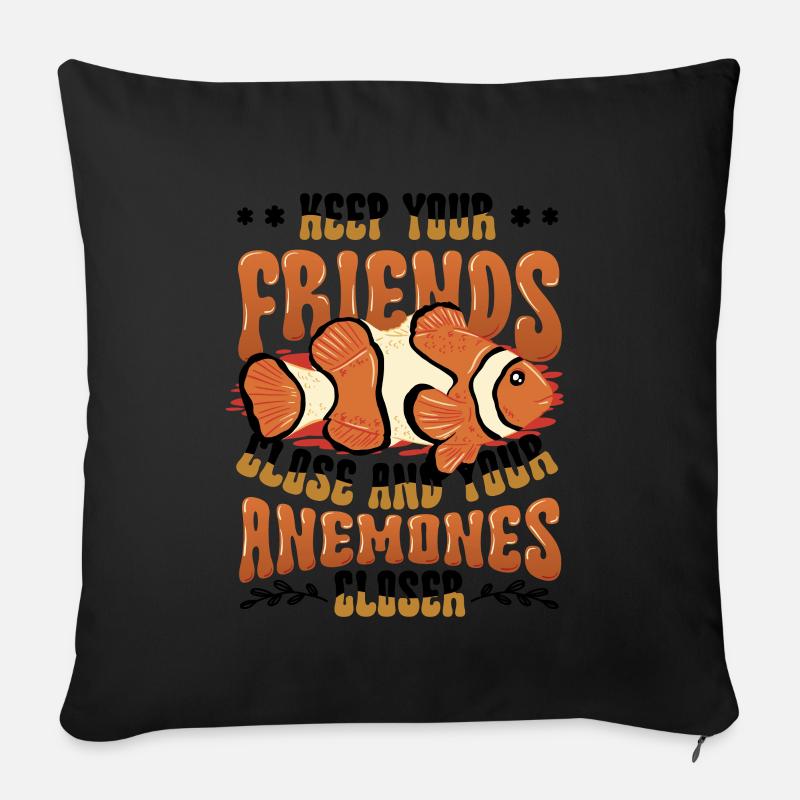 Drôle de jeu de mots anémones poisson-clown - Coussin et housse de 45 x 45 cm - noir