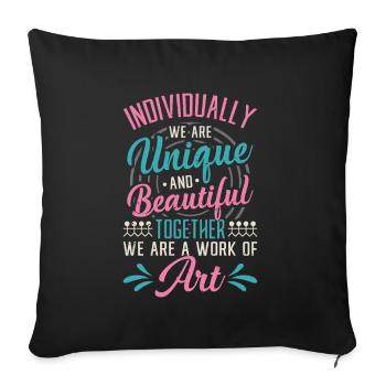 Together we are a work of art, preschool teacher - Sofa pillow with filling 45cm x 45cm - black - Front