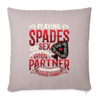 Jouer aux cartes de pique - Coussin et housse de 45 x 45 cm - taupe clair - Devant