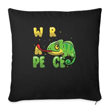 Peace Cameleon, Peace Movement - Sofa pillow with filling 45cm x 45cm - black - Front