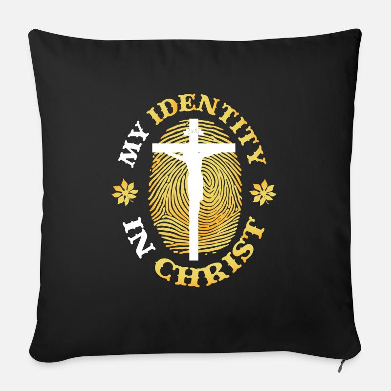 Mon identité en Christ, le christianisme - Coussin et housse de 45 x 45 cm - noir