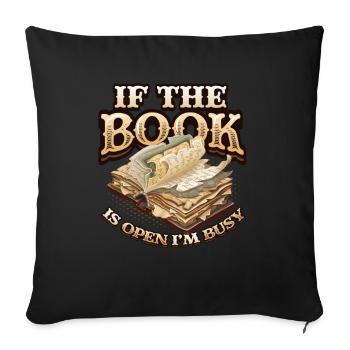 Quand le livre est ouvert, je lis - Coussin et housse de 45 x 45 cm - noir - Devant
