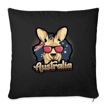 Australia, Tourist, Travel, Kangoroo - Sofa pillow with filling 45cm x 45cm - black - Front