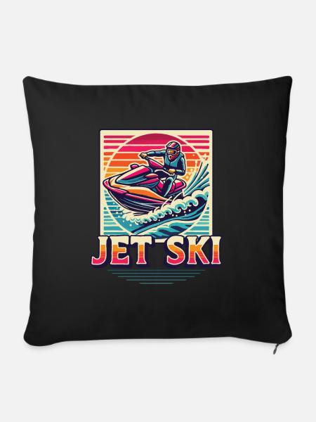 Jet Ski Abenteuer Retro Sommer - Sofakissen mit Füllung 45 x 45 cm - Schwarz