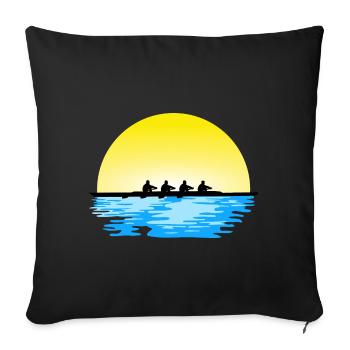 Aviron, équipe masculine d’aviron, eau et soleil - Coussin et housse de 45 x 45 cm - noir - Devant