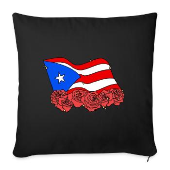 PR Flagge Blumenrose Puerto Rico - Sofakissen mit Füllung 45 x 45 cm - Schwarz - Vorne