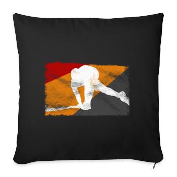 Cadeau pour joueur de hockey sur gazon - Coussin et housse de 45 x 45 cm - noir - Devant