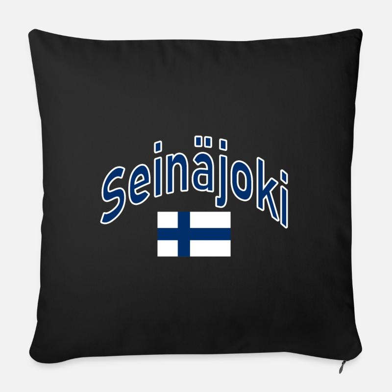 Seinäjoki finland flag - Sofa pillow with filling 45cm x 45cm - black