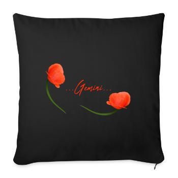 Zwillinge Mohn Klatschmohn Sternzeichen Zwillinge - Sofakissen mit Füllung 45 x 45 cm - Schwarz - Vorne