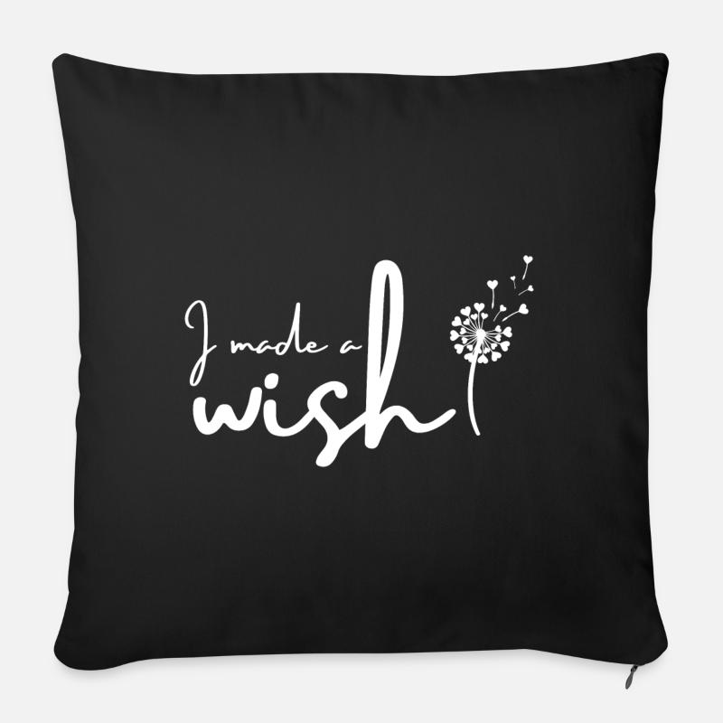 I made a wish & I came true | Mama Kind Spruch SET - Sofakissen mit Füllung 45 x 45 cm - Schwarz