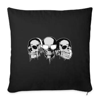 Trio crânien - Coussin et housse de 45 x 45 cm - noir - Devant