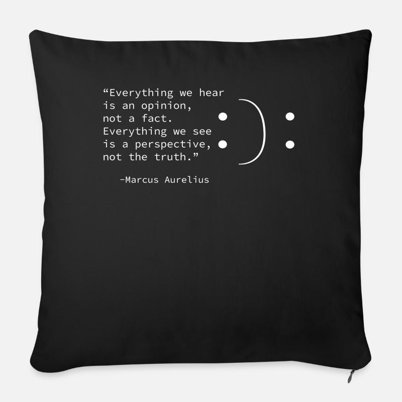 Citation de Marcus Aurelius, point de vue, perspective - Coussin et housse de 45 x 45 cm - noir