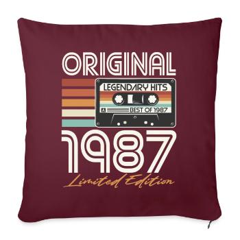 1987 Retro Vintage Year birthday - Sofa pillow with filling 45cm x 45cm - burgundy - Front