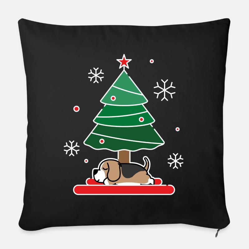 Lazy Beagle Weihnachten - Sofakissen mit Füllung 45 x 45 cm - Schwarz