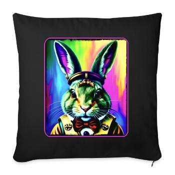 Cool colorful rabbit in steampunk style - Sofa pillow with filling 45cm x 45cm - black - Front