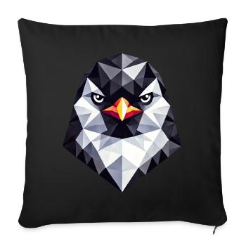 Pingouin style géométrique portrait têtu - Coussin et housse de 45 x 45 cm - noir - Devant
