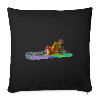 Passion Femme Femmes Arc-en-ciel mensonge passion - Coussin et housse de 45 x 45 cm - noir - Devant