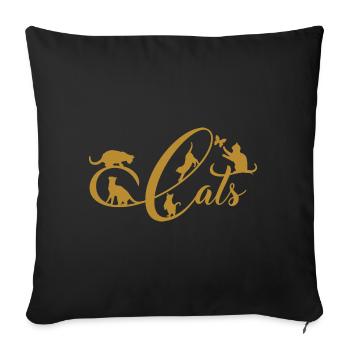 Cheerful kittens do gymnastics on decorative writing - Sofa pillow with filling 45cm x 45cm - black - Front
