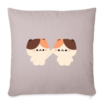 Tortie Katzenpaar - Sofakissen mit Füllung 45 x 45 cm - helles Taupe - Vorne