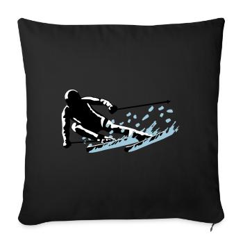 Ski, skiing - Sofa pillow with filling 45cm x 45cm - black - Front