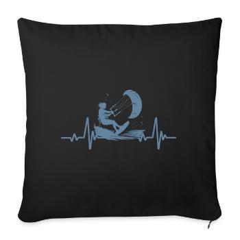 Kitesurfing - Battement de Coeur - Heartbeat - Sofa pillow with filling 45cm x 45cm - black - Front