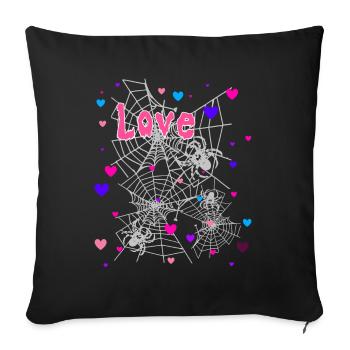 Hearts, spider, graffiti, spider web, love, heart - Sofa pillow with filling 45cm x 45cm - black - Front