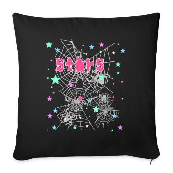 étoiles, araignée, graffiti, toile d’araignée, étoile - Coussin et housse de 45 x 45 cm - noir - Devant