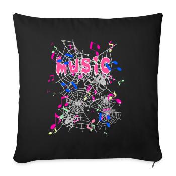 Music,Sheet Music, Spiders, Spider's Web,Music - Sofa pillow with filling 45cm x 45cm - black - Front