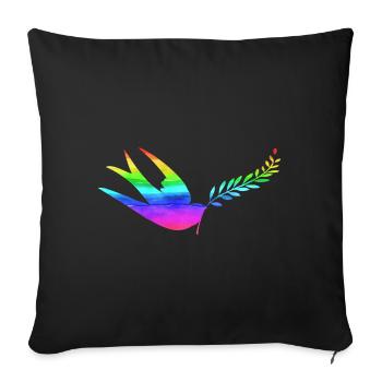 Colombe de la paix Arc-en-ciel - Coussin et housse de 45 x 45 cm - noir - Devant