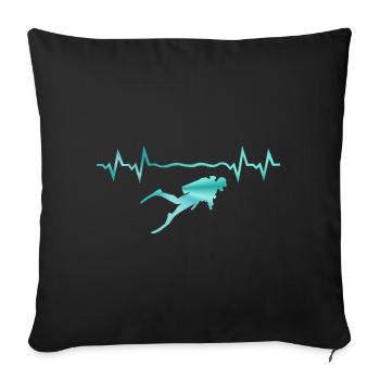 Plongeur avec battement de cœur, plongée - Coussin et housse de 45 x 45 cm - noir - Devant