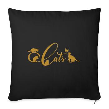 Cheerful kittens do gymnastics on decorative writing - Sofa pillow with filling 45cm x 45cm - black - Front