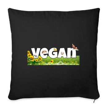 Vegan Shirt and Accessories - Vegan Lettering - Sofa pillow with filling 45cm x 45cm - black - Front