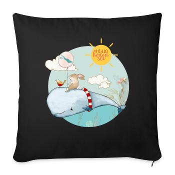 Abenteuer auf dem Wal – Bodensee-Motiv - Sofakissen mit Füllung 45 x 45 cm - Schwarz - Vorne