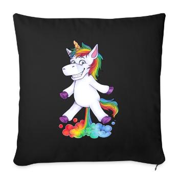 Einhorn Pups Furz Regenbogen Unicorn Rainbow Wolke - Sofakissen mit Füllung 45 x 45 cm - Schwarz - Vorne