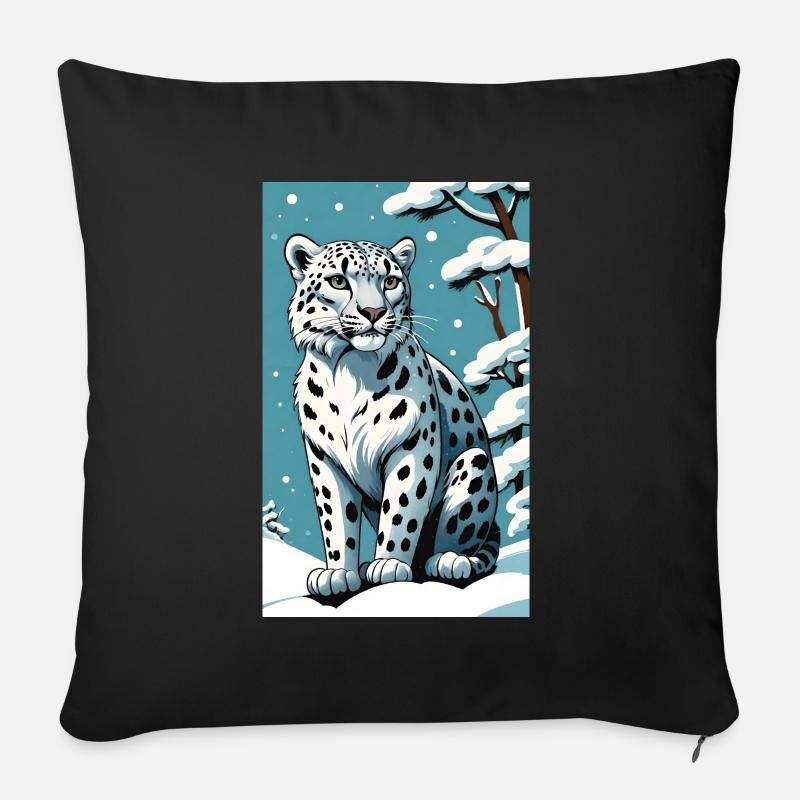 Schneeleopard | Leopard | Raubtier - Sofakissen mit Füllung 45 x 45 cm - Schwarz