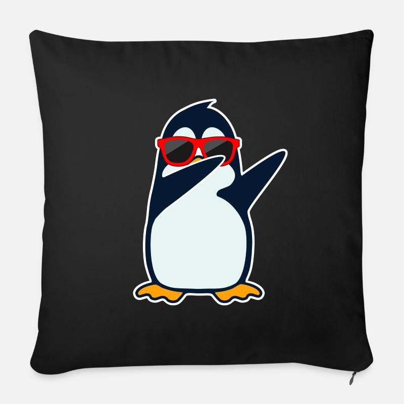 Pingouin tamponnant - Coussin et housse de 45 x 45 cm - noir