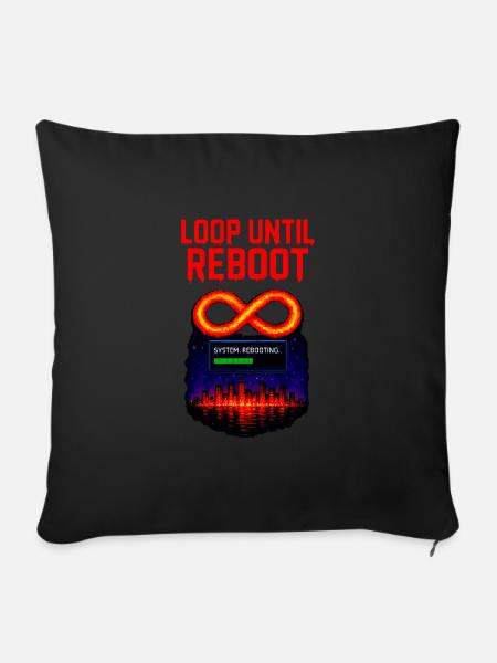 Loop Until Reboot – Pixel Shirt - Sofakissen mit Füllung 45 x 45 cm - Schwarz
