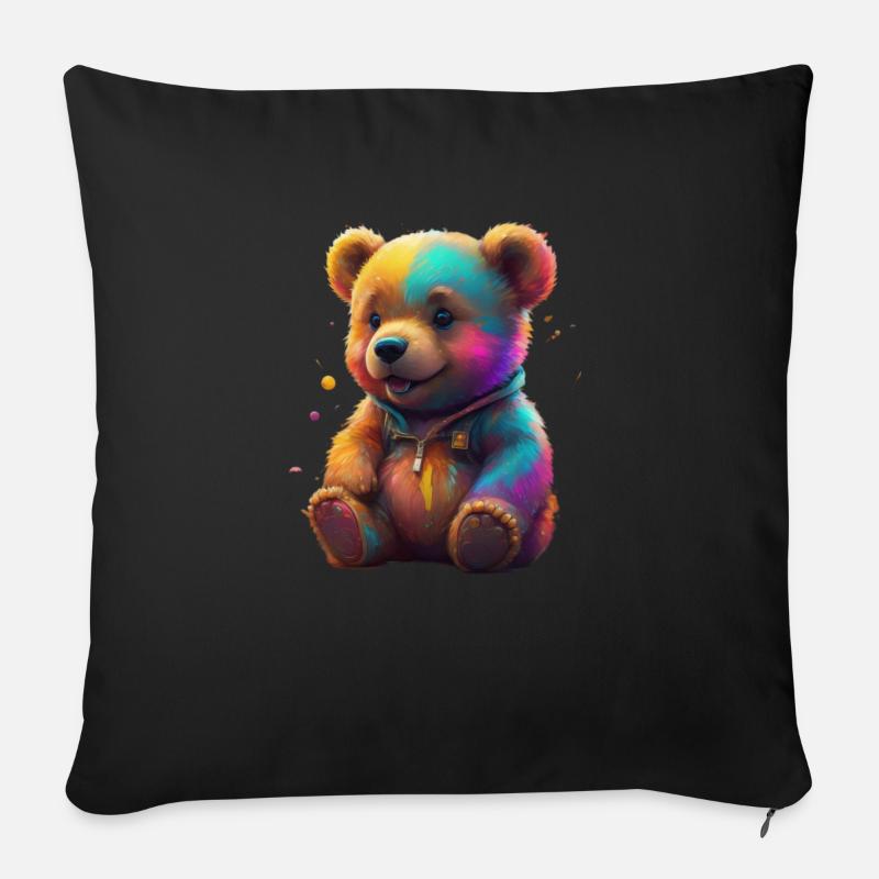 Teddybär - Sofakissen mit Füllung 45 x 45 cm - Schwarz