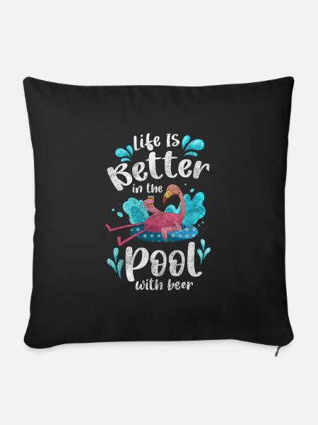 Pool Schwimmen Sommer Alkohol - Sofakissen mit Füllung 45 x 45 cm - Schwarz