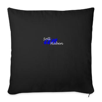Soll an Haben (weiß - blau) - Sofakissen mit Füllung 45 x 45 cm - Schwarz - Vorne