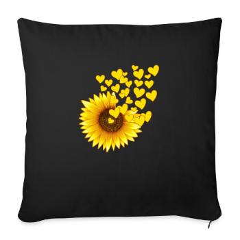 jardinier tournesol allotissement jardin fleur enfant - Coussin et housse de 45 x 45 cm - noir - Devant