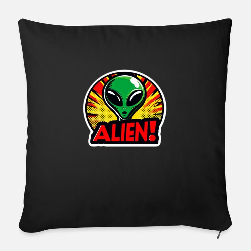 Alien Comic Sticker Explosion Design - Sofa pillow with filling 45cm x 45cm - black