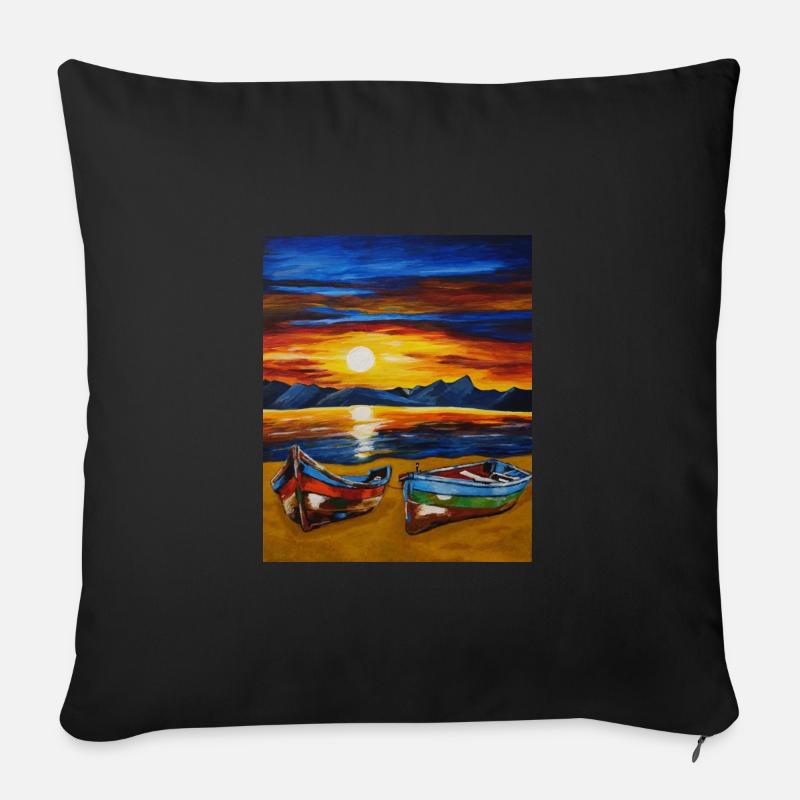 Bateau 'n' mer - Coussin et housse de 45 x 45 cm - noir