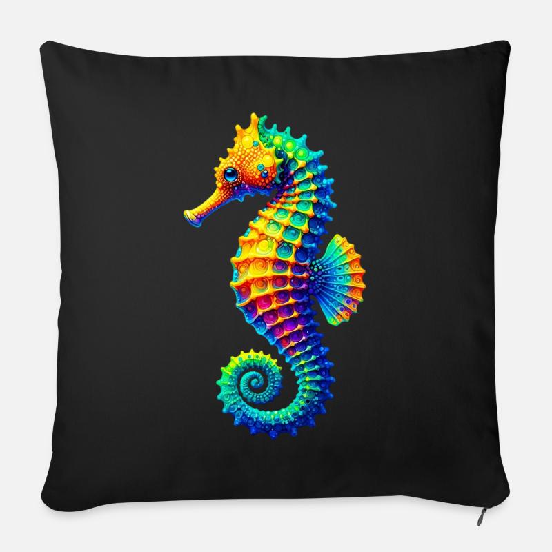 Seepferdchen - Sofakissen mit Füllung 45 x 45 cm - Schwarz