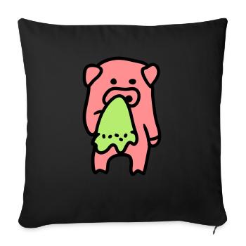 Pig sad / sick 3 - Sofa pillow with filling 45cm x 45cm - black - Front