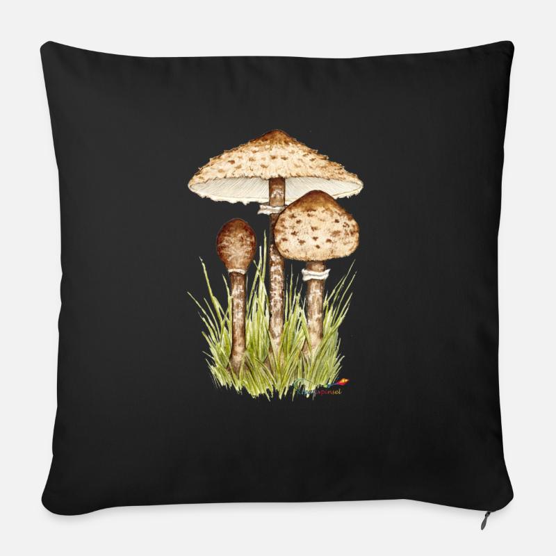 Parasolpilz oder Riesenschirmling - Sofakissen mit Füllung 45 x 45 cm - Schwarz