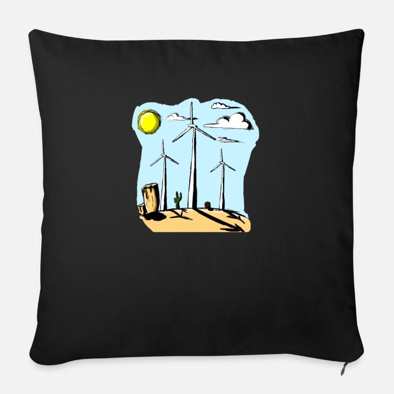 windräder - Sofakissen mit Füllung 45 x 45 cm - Schwarz