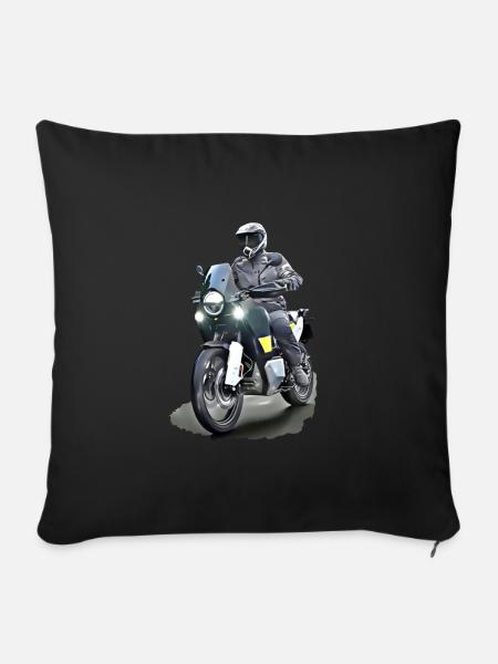 Poster Adventure Biker - Sofa pillow with filling 45cm x 45cm - black