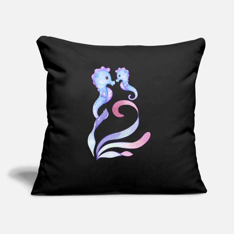blaue Seepferdchen - Mutter + Kind Sofakissen mit Füllung 45 x 45 cm